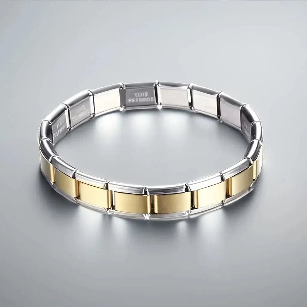 Pulseira de elos italianos prateada e dourada